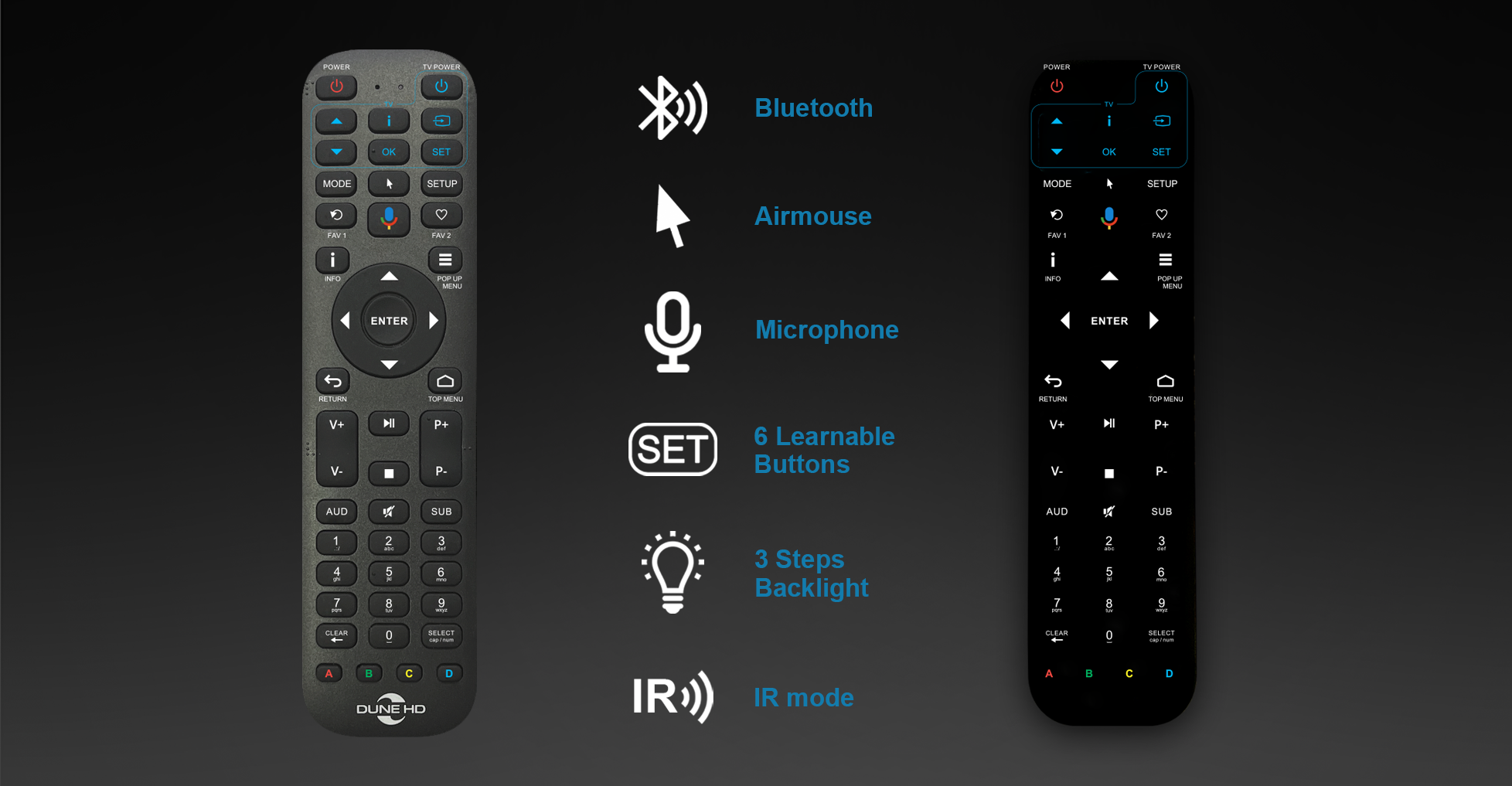 Dune HD Fernbedienung mit Bluetooth, Air Mouse & Hintergrundbeleuchtung